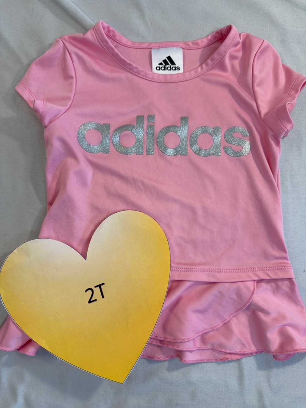 Adidas Pink Peplum Tee/Dress with Silver Logo